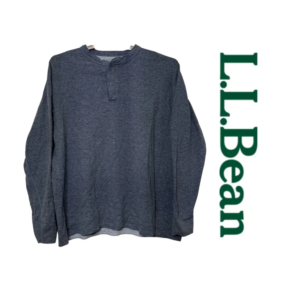 L.L. Bean Men's Two-Layer River Driver's Shirt Wool Blend Henley Base Blue XXL‎